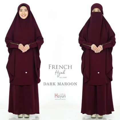 French Hijab Dark Maroon